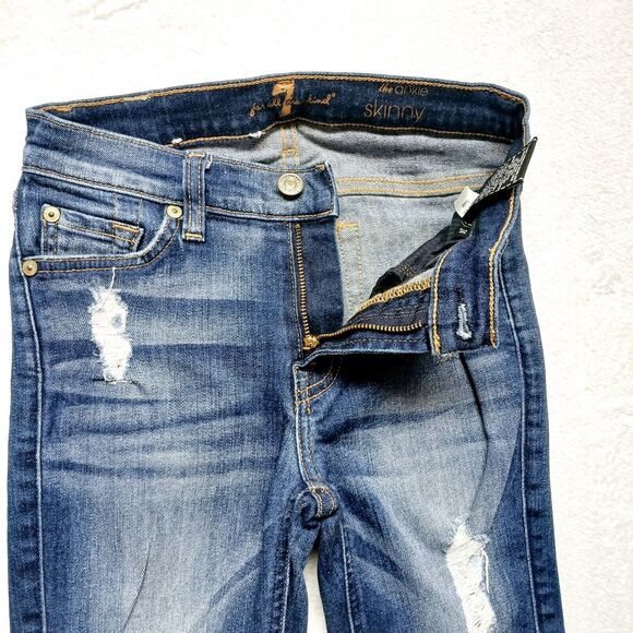 7 For All Mankind The Ankle Skinny Women's Distressed Jeans Size 24 - Picture 6 of 11